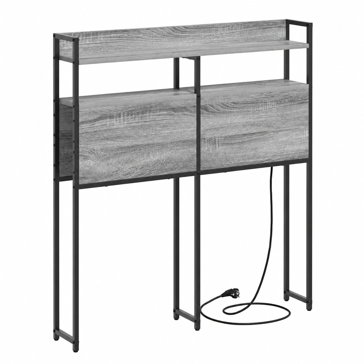 Moderner Bettrahmen mit Stauraum und LED, Grau Sonoma