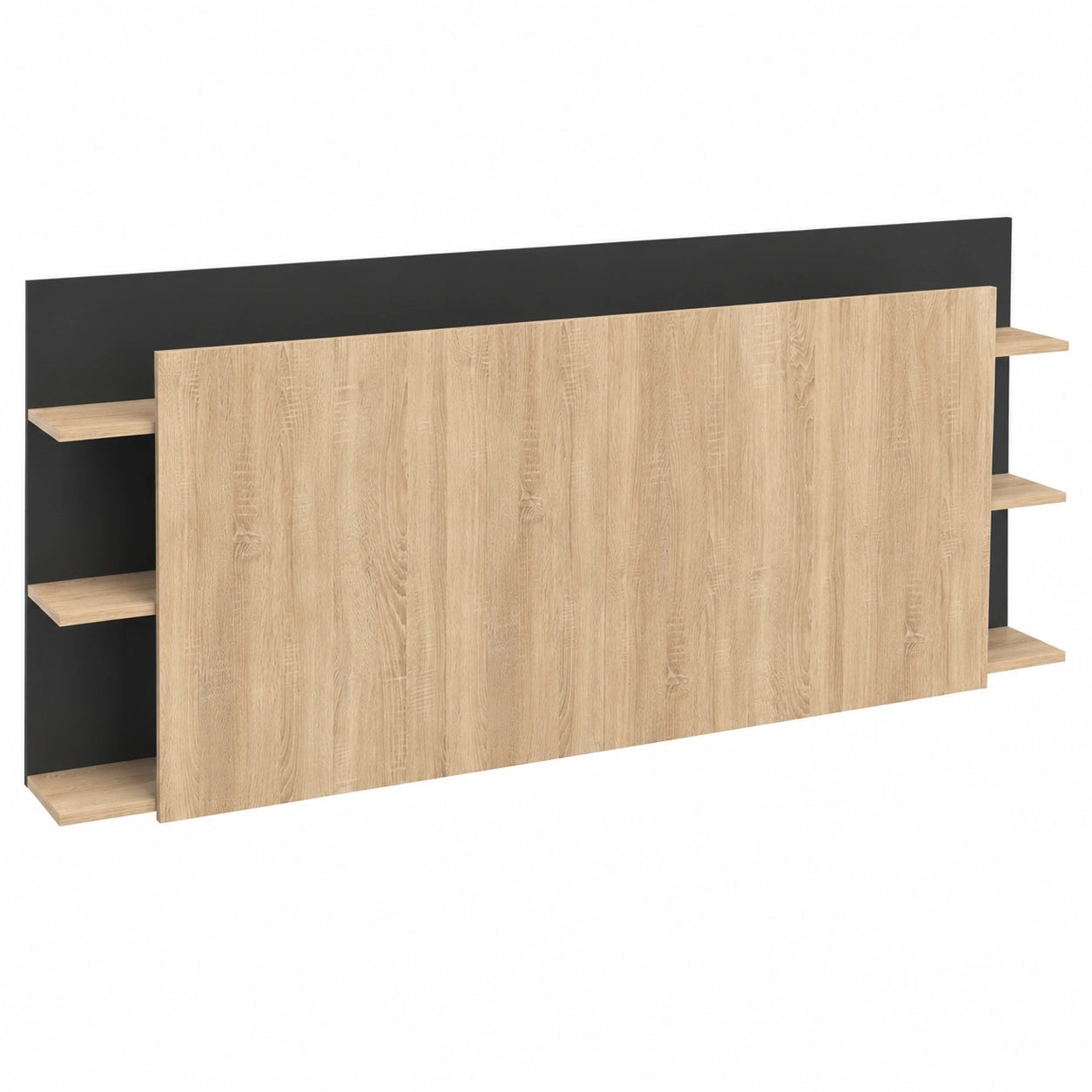 IDMarket - Kopfteil CIRI mit Stauraum, passend für Betten 140/160 cm, Holz & Schwarz