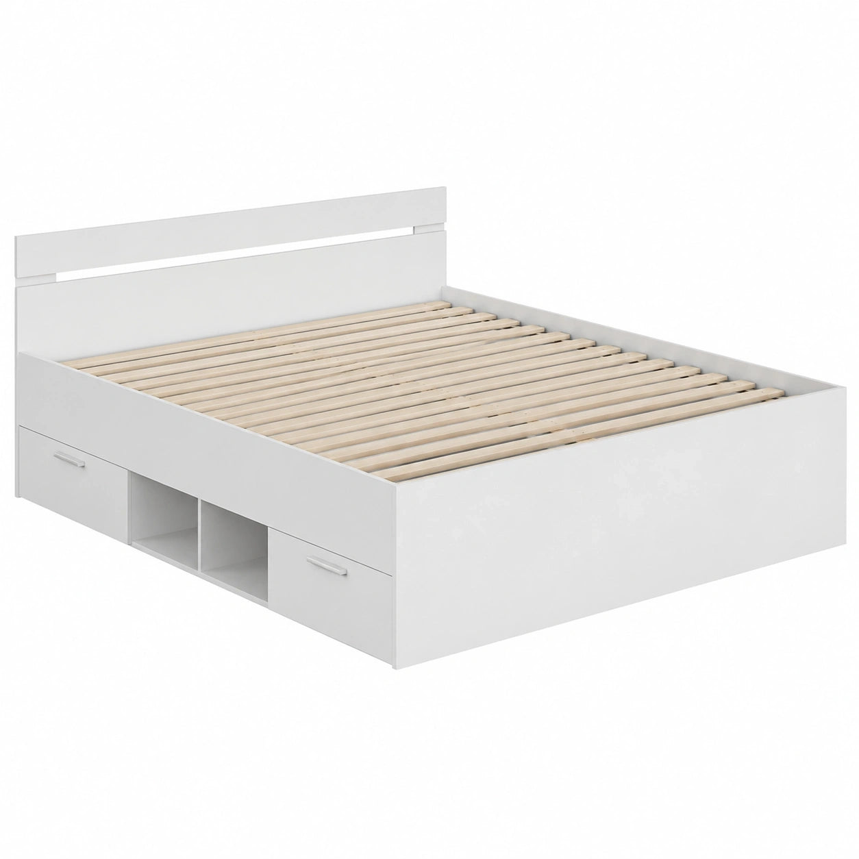 Möbelando Funktionsbett Lorenzo I - 140x200 cm, Weiß, mit Schubladen und Fach