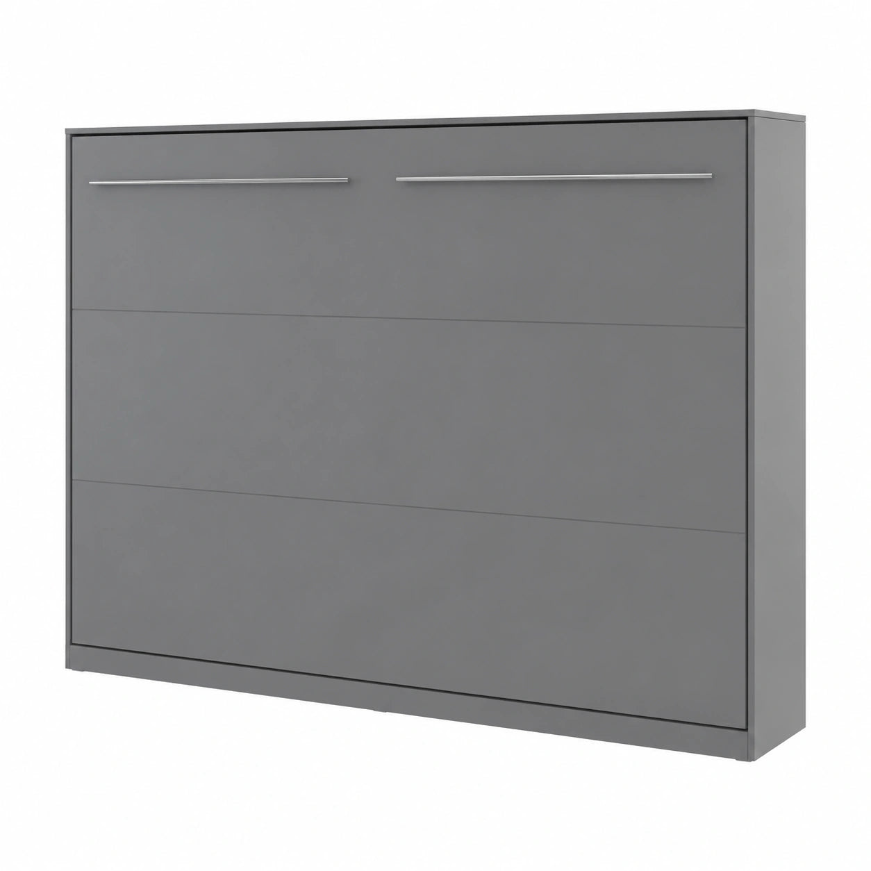Kompaktes Schrankbett Horizontal in Grau, 140x200 cm, platzsparend und funktional