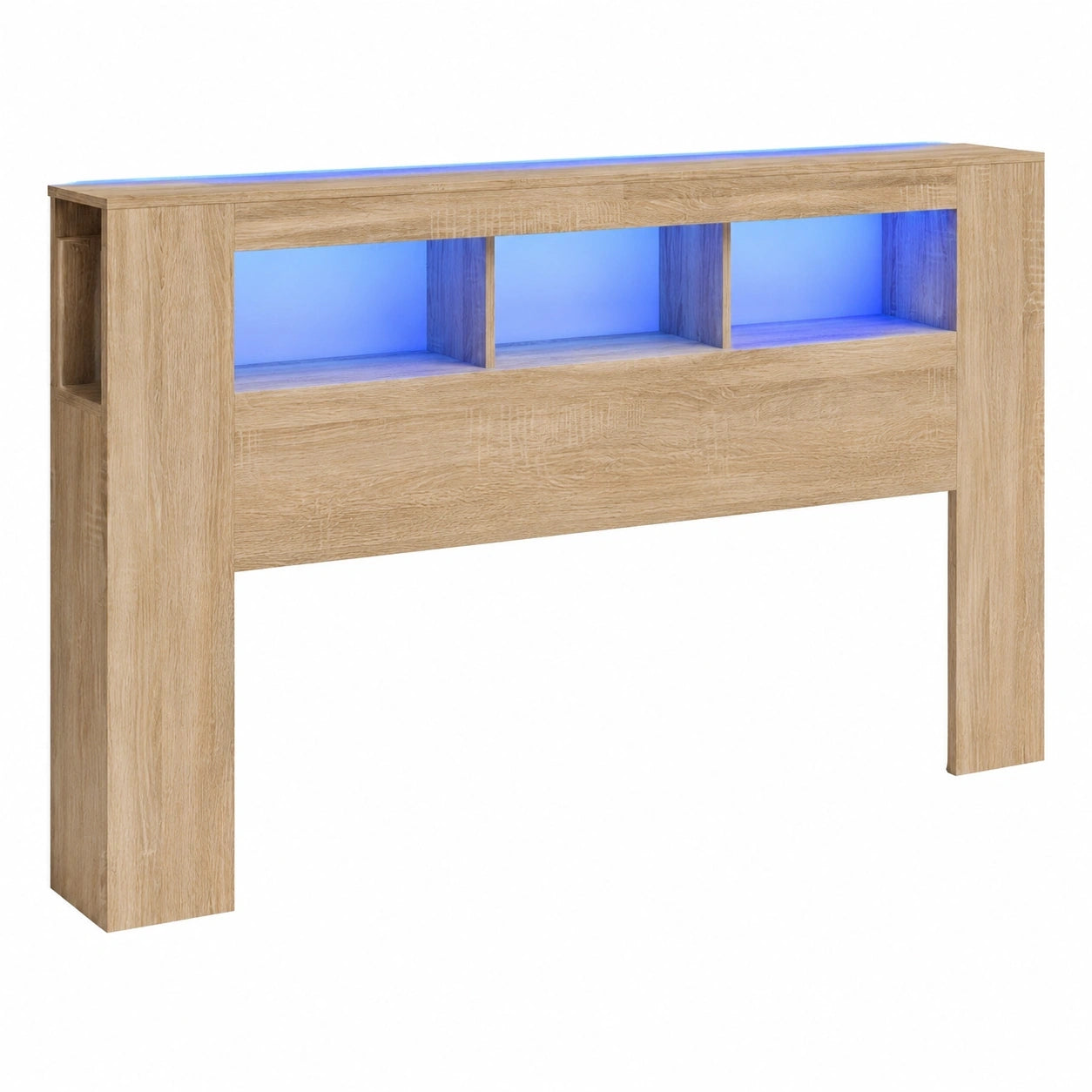 vidaXL Bettkopfteil mit LED und Ablagen, Sonoma Eiche, 160x18,5x103,5cm