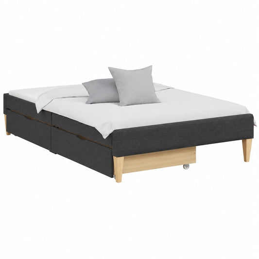 Modernes Einzelbett 90x200 cm Grau mit Stauraum und Lattenrost