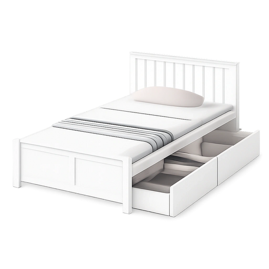 Holzbett 90x200cm mit Schubladen und Kopfteil, Einzel- oder Doppelbett für Jugendzimmer