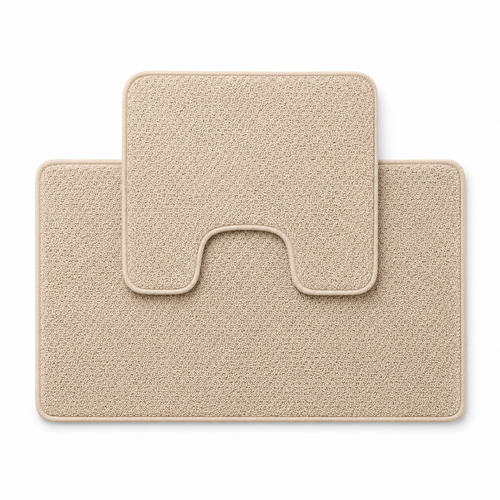 Badematte Set Naturbeige Baumwolle 2-teilig 50x80 cm