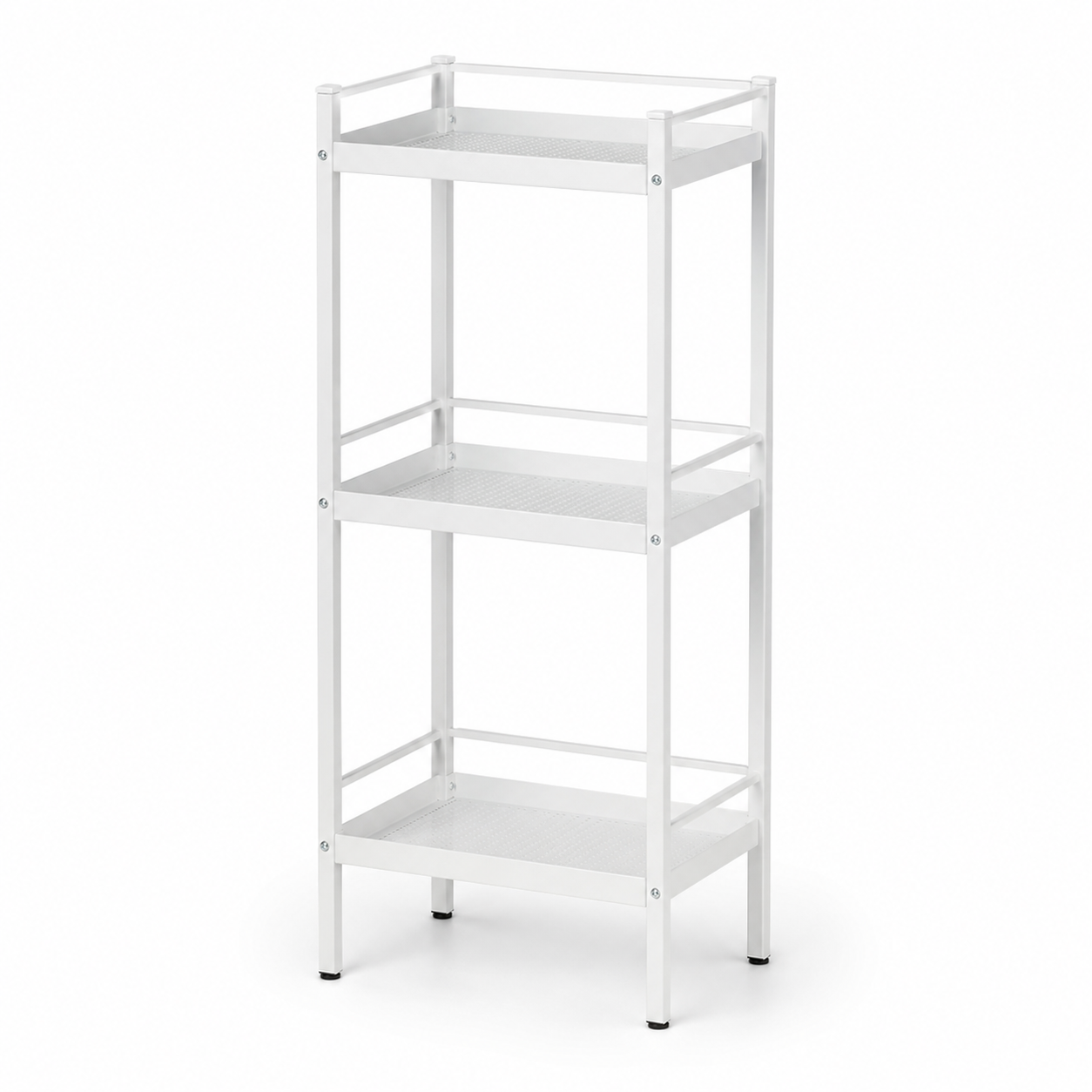Freistehendes Badregal Weiß Metall 3 Ebenen 35x25x78 cm