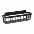 Schmaler Badkorb Mattschwarz Metall für Duschwand 26 cm