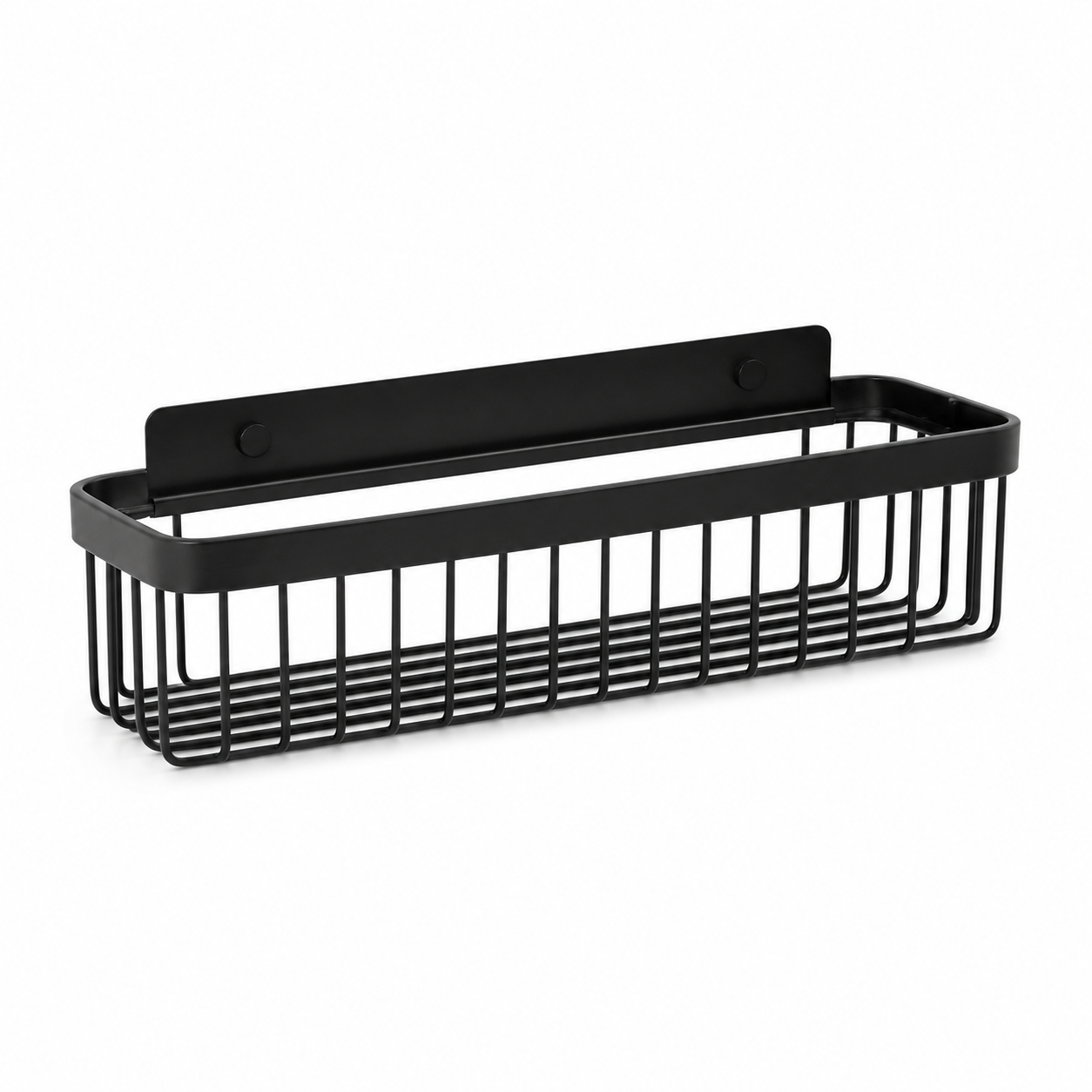 Schmaler Badkorb Mattschwarz Metall für Duschwand 26 cm