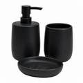 Badezimmer-Set Keramik Schwarz 3-teilig