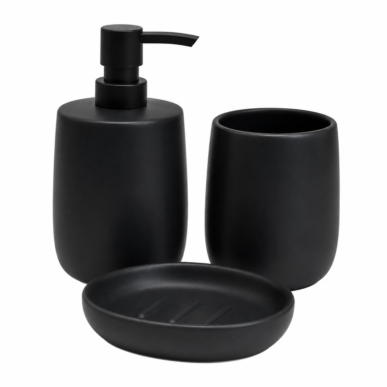Badezimmer-Set Keramik Schwarz 3-teilig
