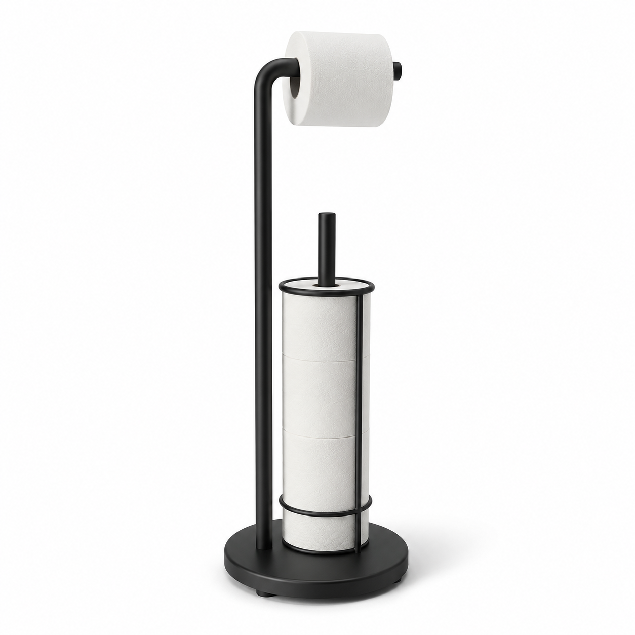 Freistehender WC-Papierständer Schwarz Metall 58 cm