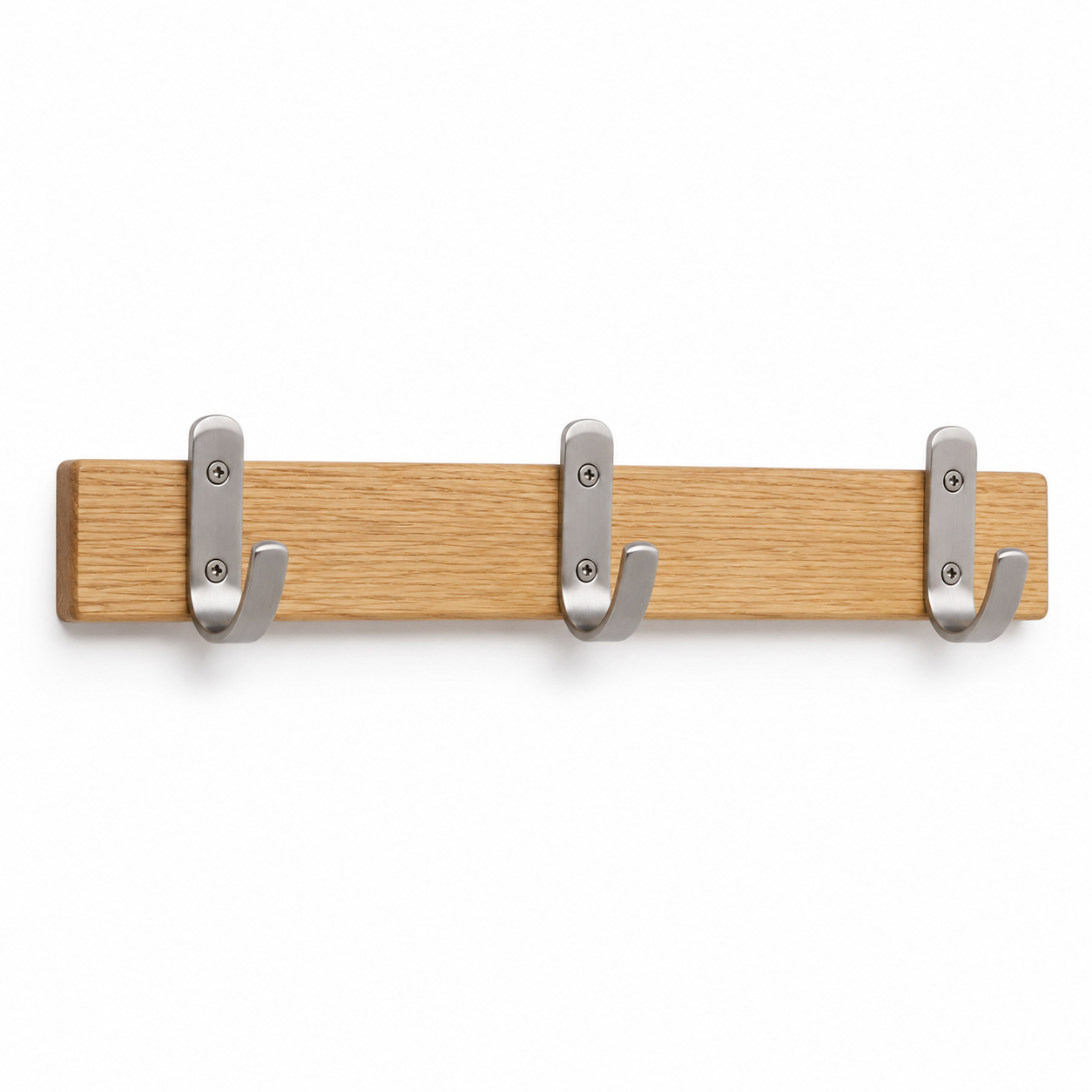 Wandhaken Eiche Natur und Metall 3er Leiste 36 cm